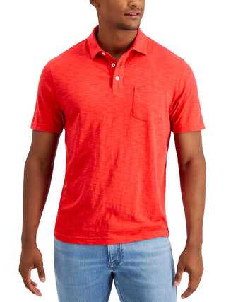 Club Room Men's Regular Fit Textured Polo Shirt Red Size X-Large