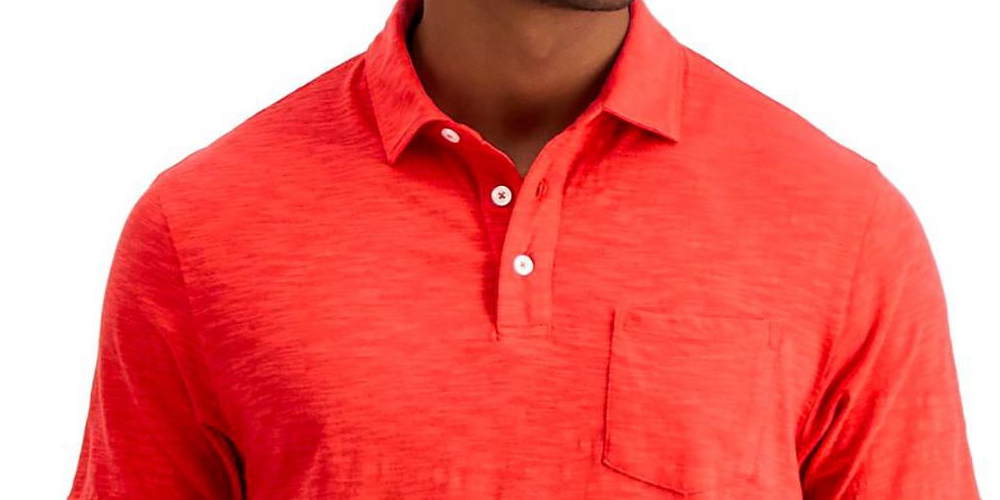 Club Room Men's Regular Fit Textured Polo Shirt Red Size X-Large
