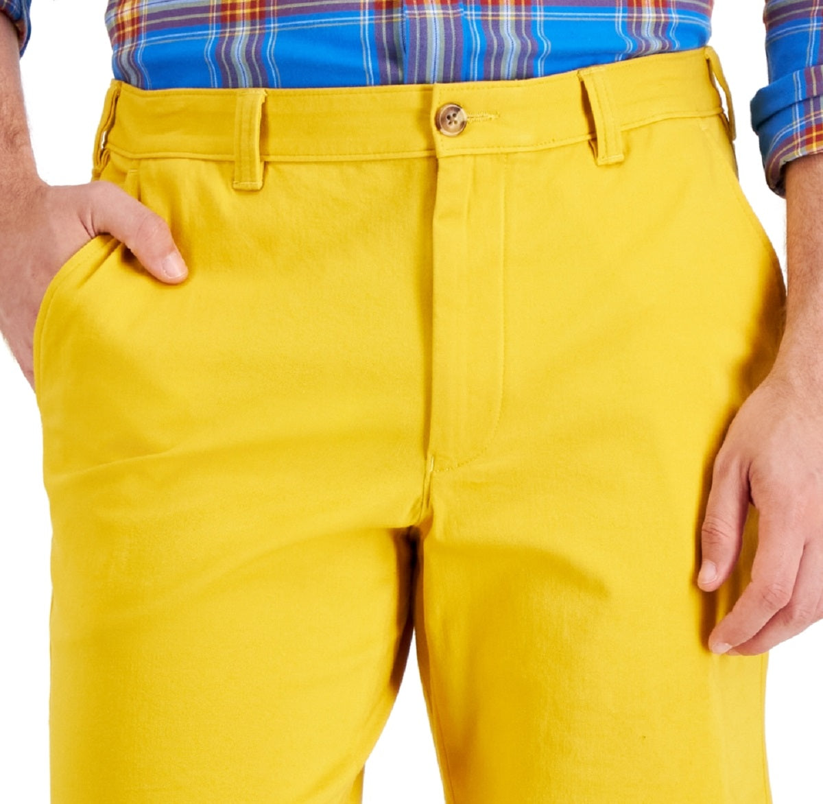 Club Room Men's Regular Fit 9 4 Way Stretch Shorts Yellow Size 32