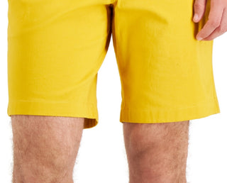Club Room Men's Regular Fit 9 4 Way Stretch Shorts Yellow Size 36