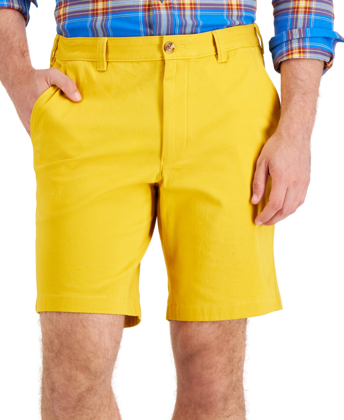Club Room Men's Regular Fit Way Stretch Shorts Yellow Size 38