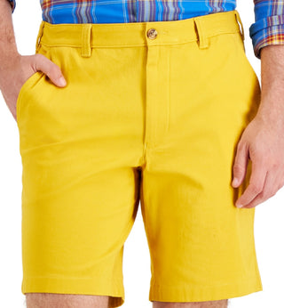 Club Room Men's Regular Fit 9 4 Way Stretch Shorts Yellow Size 40