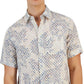 Club Room Men's Assertta Leaf Print Linen Short Sleeve Shirt White Size Medium