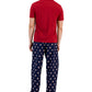 Club Room Men's Solid Top & Santa Bottom Pajama Set Blue Size Large