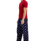 Club Room Men's Solid Top & Santa Bottom Pajama Set Blue Size X-Large