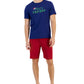 Club Room Men's Holiday 2 Pc Graphic Short Sleeve T Shirt & Solid Pajama Shorts Set Blue Size XX-Large