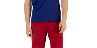 Club Room Men's Holiday 2 Pc Graphic Short Sleeve T Shirt & Solid Pajama Shorts Set Blue Size XX-Large