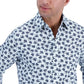 Club Room Men's Cotton Printed Button Down Shirt Blue Size Small