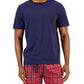 Club Room Men's Solid Top & Plaid Bottom Pajama Set Red Size Medium
