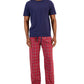 Club Room Men's Solid Top & Plaid Bottom Pajama Set Red Size Medium