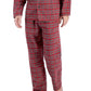 Club Room Men's Heathered Solid Flannel Pajama Set Red Size Small