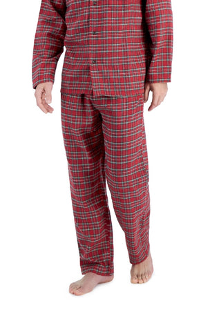 Club Room Men's Heathered Solid Flannel Pajama Set Red Size Small