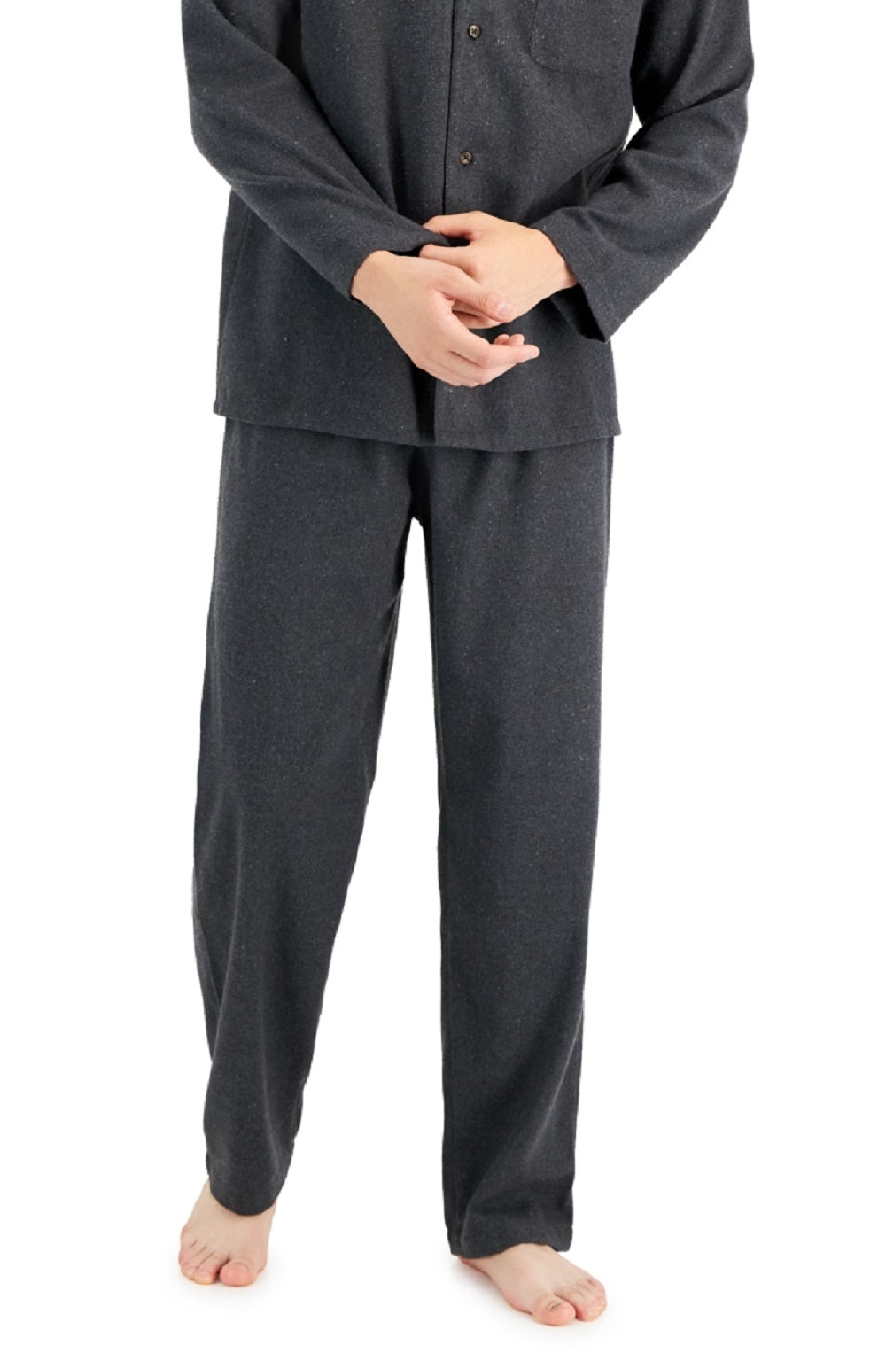 Club Room Men's Heathered Solid Flannel Pajama Set Gray Size X-Large