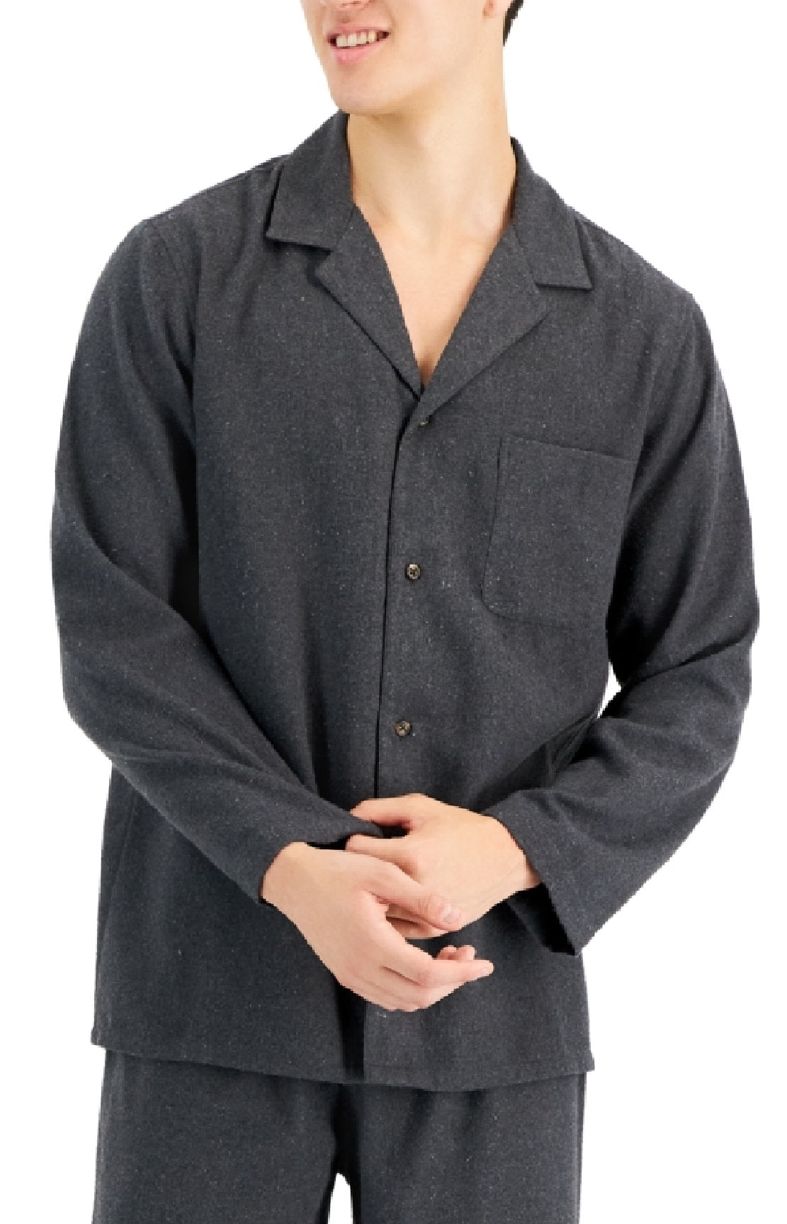 Club Room Men's Heathered Solid Flannel Pajama Set Gray Size XX-Large