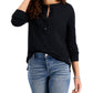 Style & Co Women's Cotton Crewneck Top Black Size Medium
