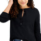 Style & Co Women's Cotton Crewneck Top Black Size Medium