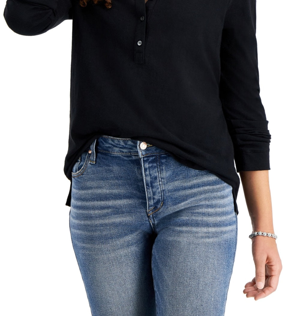 Style & Co Women's Cotton Crewneck Top Black Size Medium