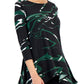 Alfani Women's Printed Asymmetrical Swing Knit Top Green Size Medium