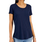 Style & Co Women's Classic Slub T-Shirt Blue Size Petite Large