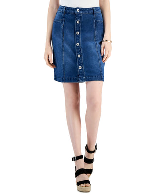 Style & Co Women's Button Fly Denim Skirt Blue Size 14