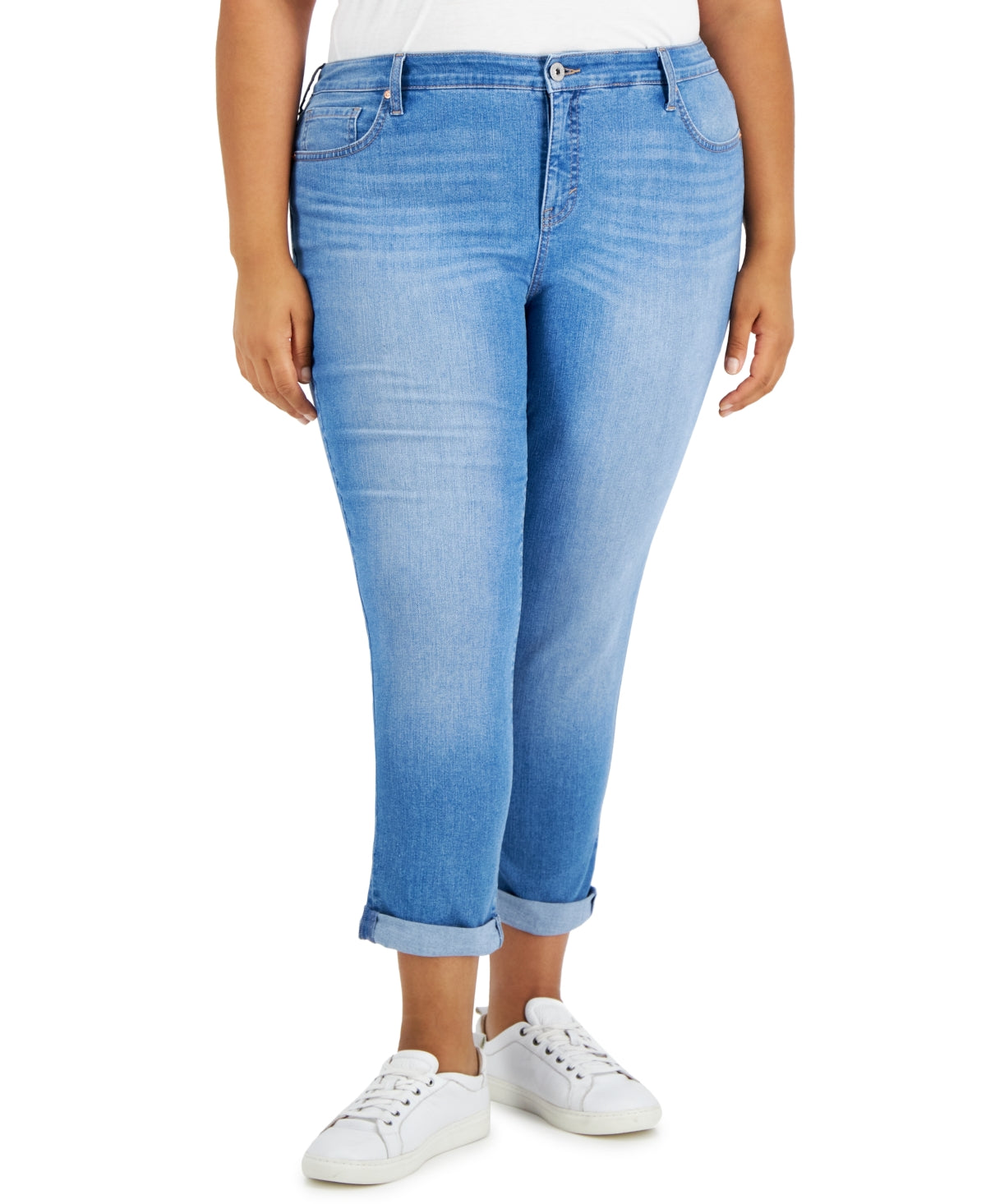 Style & Co Women's Curvy Girlfriend Jeans Blue Size 10