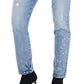 INC International Concepts Women's Paint Splatter Mid Rise Straight Leg Pants Blue Size 4