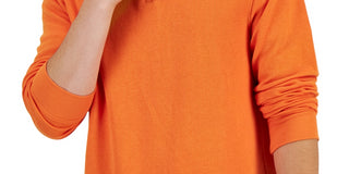 Club Room Men's Solid Classic Fit French Rib Quarter Zip Sweater Orange