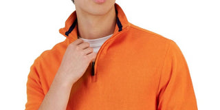 Club Room Men's 1/4 Zip Mock Neck Pullover Sweater Orange Size XX-Large