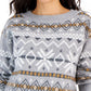 Style & Co Women's Fair Isle Pullover Sweater Gray Size Large