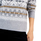 Style & Co Women's Fair Isle Pullover Sweater Gray Size Large
