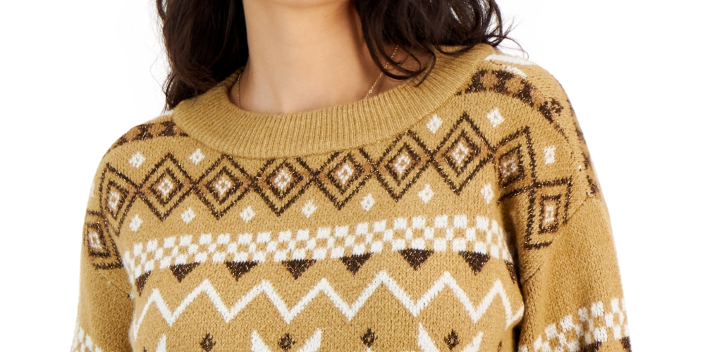 Style & Co Women's Fair Isle Pullover Sweater Yellow Size Medium