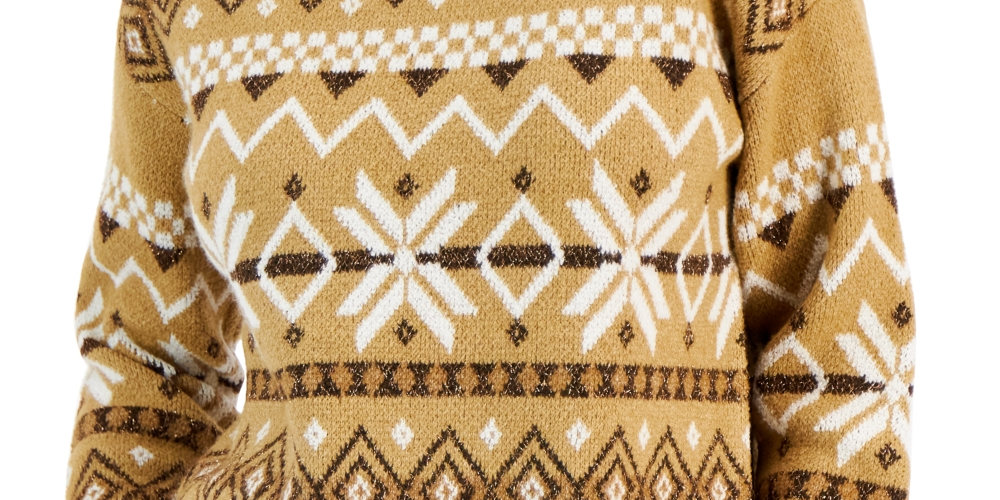 Style & Co Women's Fair Isle Pullover Sweater Yellow Size Medium