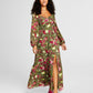 Bar III Women's Printed Bustier Side Slit Maxi Dress Green Size Small