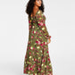 Bar III Women's Printed Bustier Side Slit Maxi Dress Green Size Small