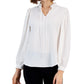Alfani Women's Ruffled Tie Neck Solid Color Blouse White Size Medium
