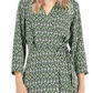 Alfani Women's Elbow Sleeve Satin Surplice Dress Green Size 16