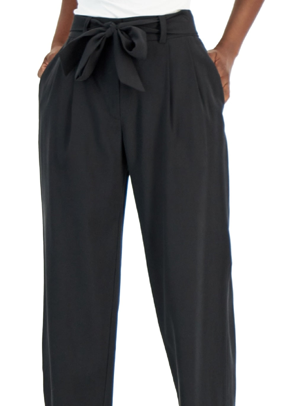 Alfani Women's Tie Belt Trousers Black Size 4
