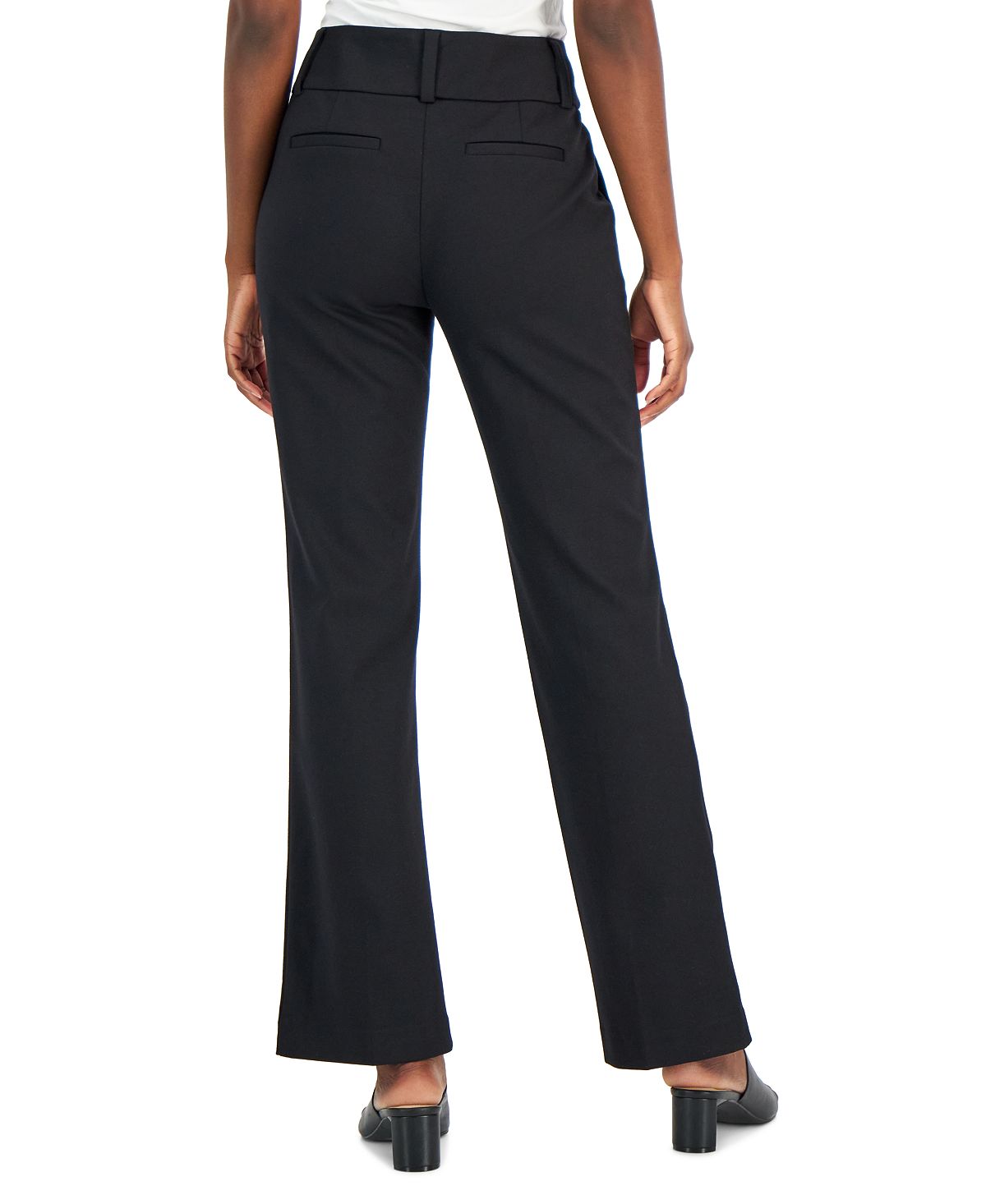Alfani Women's Pressed Ponte Knit Trousers Black Size 12Petite