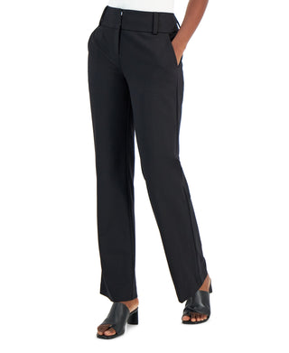 Alfani Women's Pressed Ponte Knit Trousers Black Size 12Petite