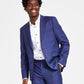INC International Concepts Men's Sean Slim Fit Plaid Blazer Blue Size Medium