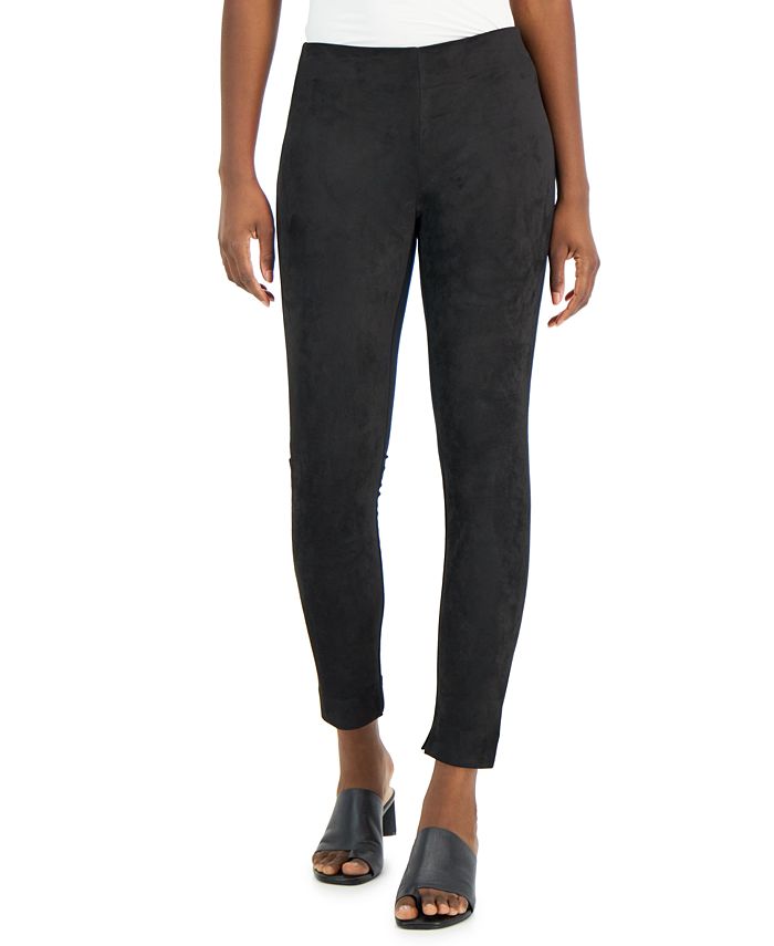 Alfani Women's Mixed Media Faux Suede Ankle Leggings Black Size X-Large