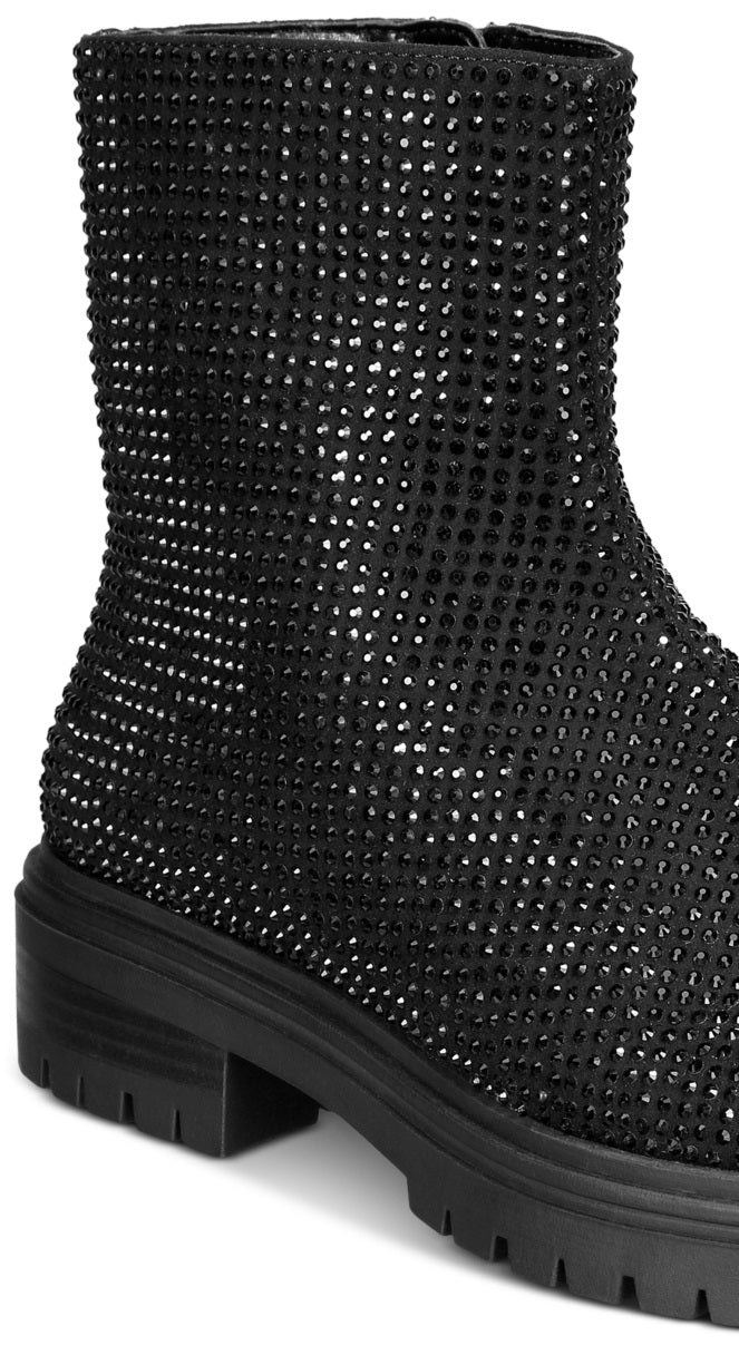 INC International Concepts Women's Beslana Lug Sole Booties Black Size 5M