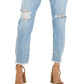 INC International Concepts Women's Mid Rise Ripped Straight Leg Jeans Blue Size 12