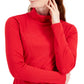 Style & Co Women's Ribbed Turtleneck Top Red Size Small