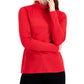 Style & Co Women's Ribbed Turtleneck Top Red Size Small