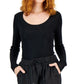INC International Concepts Women's Foil Scoop Neck Sweater Black Size Small