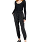 INC International Concepts Women's Foil Scoop Neck Sweater Black Size Small