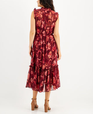 INC International Concepts Women's Floral Print Flutter Sleeve Dress Pink Size Medium