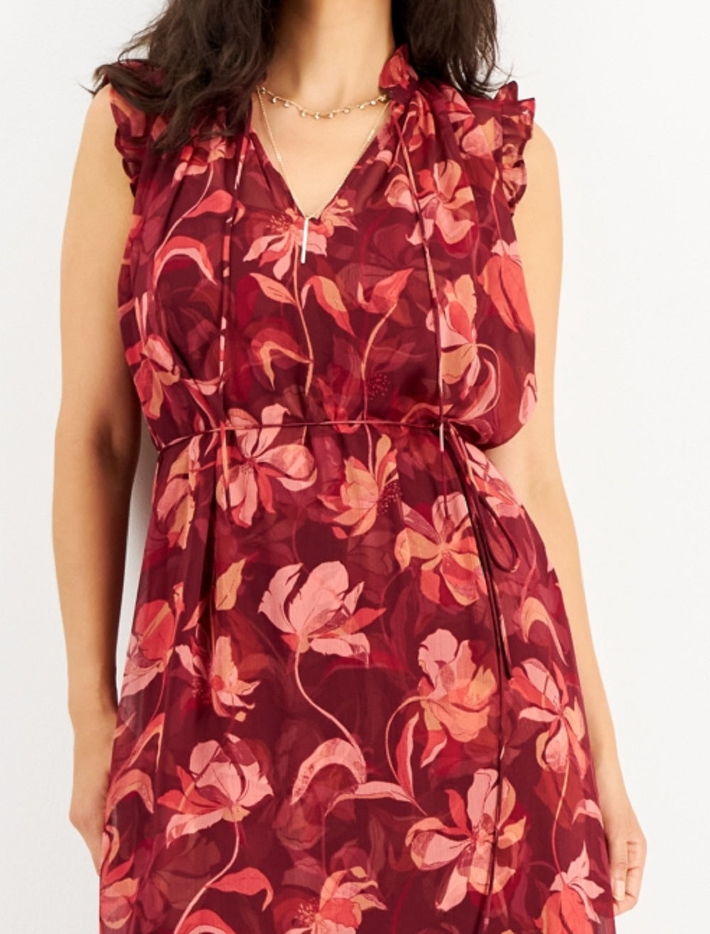INC International Concepts Women's Floral Print Flutter Sleeve Dress Pink Size Medium