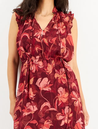 INC International Concepts Women's Floral Print Flutter Sleeve Dress Pink Size Medium